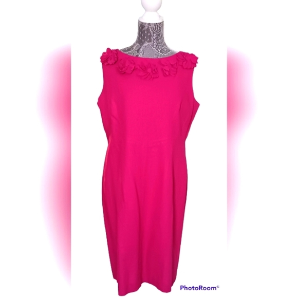 Jessica Howard Dresses Jessica Howard Linen Fuchsia Sheath Dress